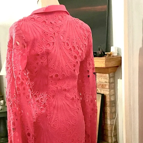 NWT,PrettyLittleThing,Pink Lace Button Blazer Wrap Dress,Party Cocktail,Size 4 - Picture 8 of 10